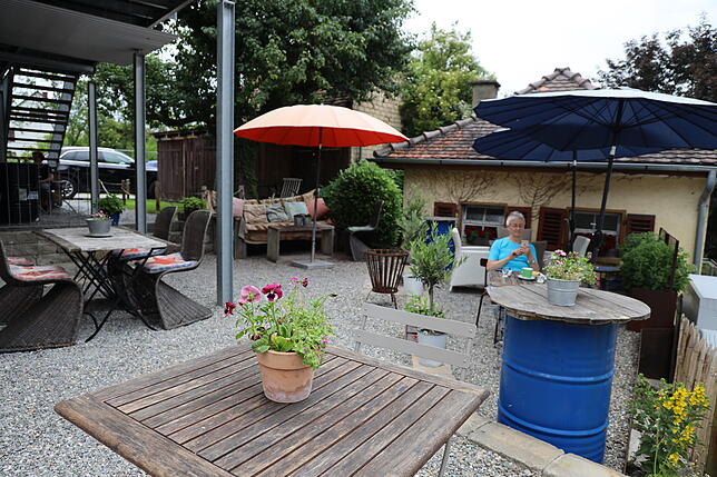 Der Garten von Evelyn&lsquo;s Café.
