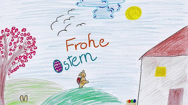 Ein Gruß zu Ostern: Pauline (12) hat bereits ein Bild gemalt, das der SÜDKURIER an ein Pflegeheim weiterleiten wird.