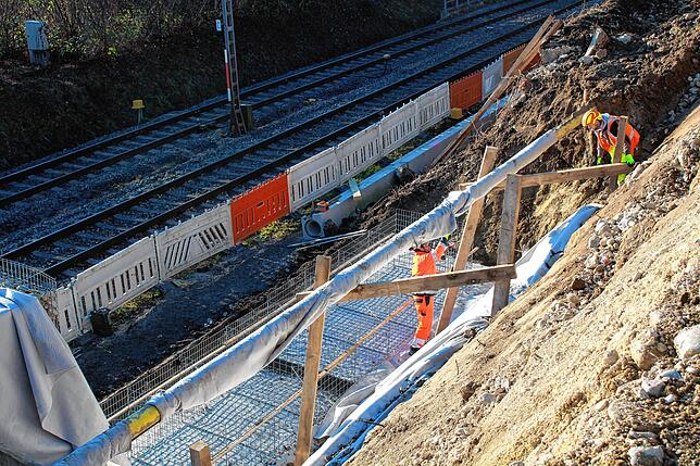 Zwischen Gleisen und Radweg verläuft eine Gashochdruckleitung bis nach Überlingen. Weil immer nur ein bestimmter Bereich dieser Leitung ...