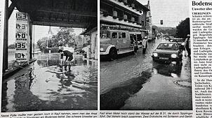 Im rechten Bild ist das Hotel Krone, die heutige Seeliebe, am 24. Juni 1992 an der Seestraße zu sehen.