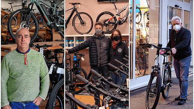 Fahrradhändler in der Region &ndash; von links: Bernd Rimmele, Sandro und Brigitte Sterzai und Hans Dieter Gmeiner &ndash; beobachten ...