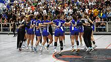 Die Steißlinger Handballerinnen feiern den Derbysieg gegen Allensbach.