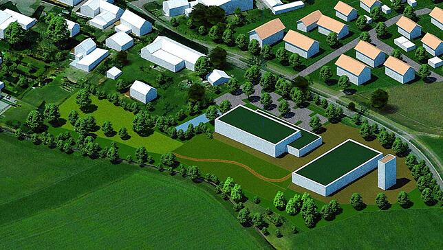 Eine ganz grobe und rudimentäre Darstellung der Lage von Halle und Feuerwehrhaus an der Selgetsweilerstraße vom Sommer 2023. Das ...