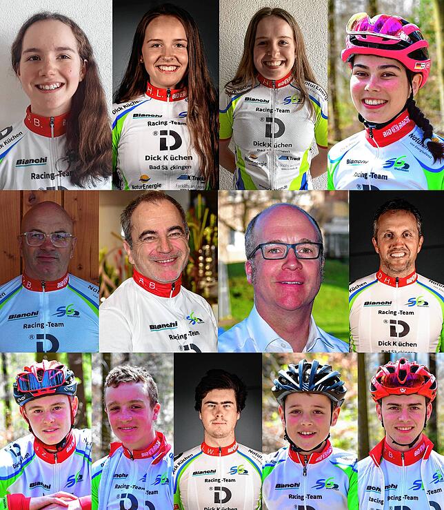 Das Dick Küchen Racing-Team 2021: Auf viele Rennen in der neuen Saison hoffen (oben, von links) Soraya Böhler, Larissa Hierholzer, ...