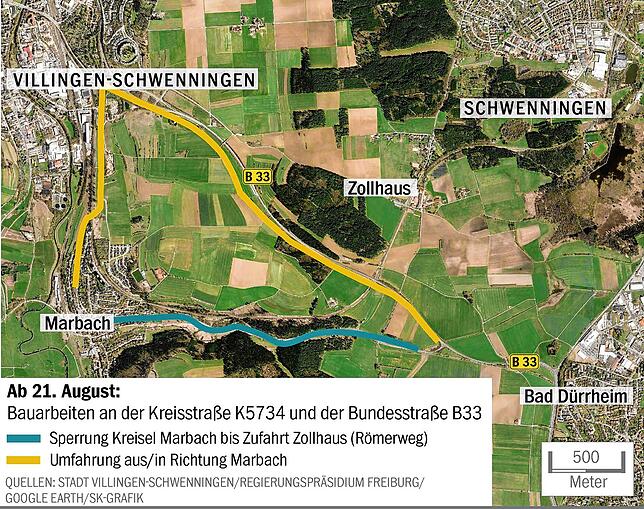 Bild 1: B33 - Hier drohen Staus und Umleitungen