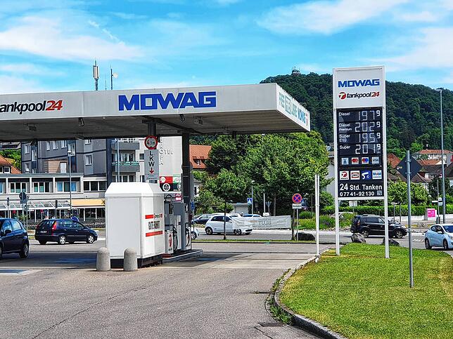 Die Mowag-Tankstelle in Tiengen am Mittwoch, 8. Juni, um 12 Uhr.