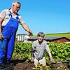 Peter und Agnes Graf aus Duchtlingen lesen in diesem Jahr die Kartoffeln von Hand auf. Wegen des vielen Regens klebt sehr viel feuchte ...
