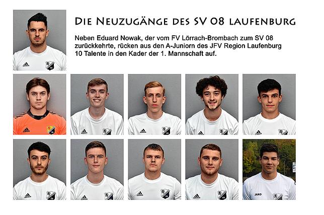 Alle Neuen beim SV 08 Laufenburg: Oben links: Eduard Nowak. Obere Reihe (von links): Nicklas Joachim, Benedikt Schnell, Benedikt ...