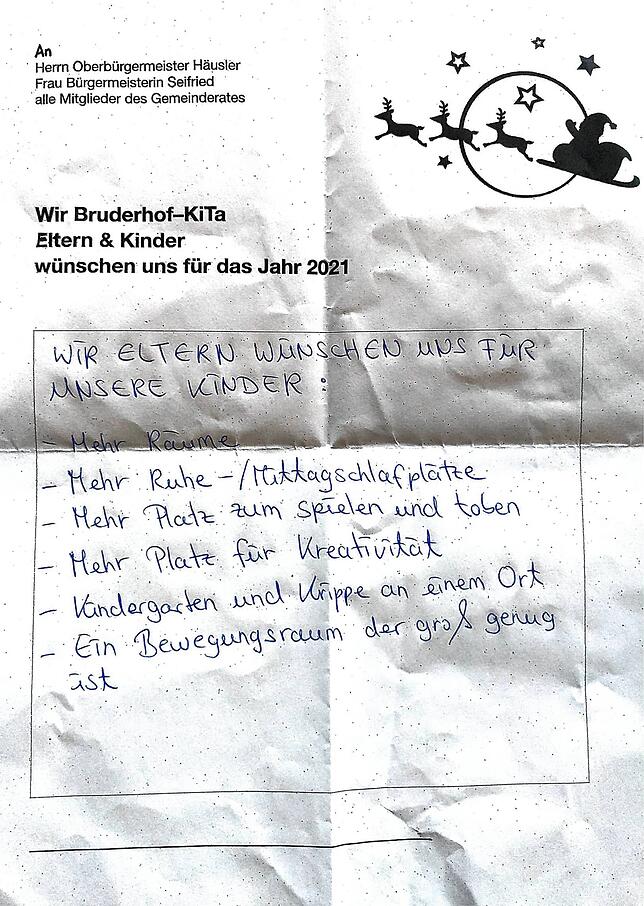 Eltern und Kinder haben ihre Wünsche für die Kita Bruderhof aufgeschrieben und aufgemalt. Ein Auszug.