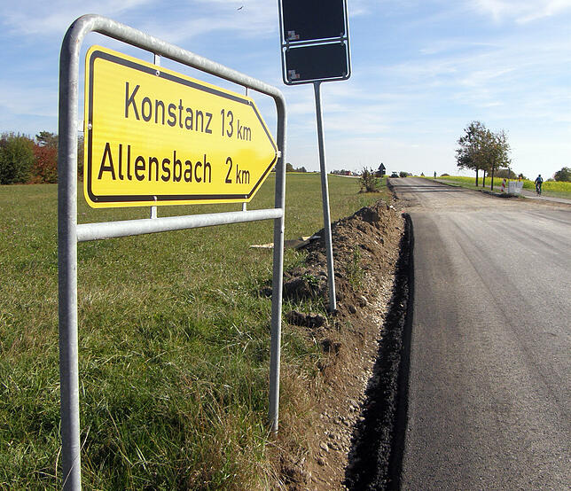 Bis hierher ist die Zufahrt nach Allensbach im Westen weitgehend fertig. Das Reststück baut der Landkreis.
