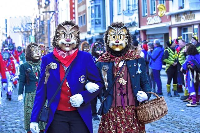 Die Katzen sind Frühaufsteher: schon um 8 Uhr morgens startet der Umzug der Katzenmusik.