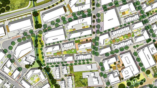 So soll es am Ortsrand von Konstanz in den 2030er-Jahren aussehen: Teil des erstes Bauabschnitt des künftigen Quartiers Hafner.
