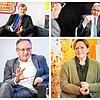 Die Spitzenkandidaten Andreas Stoch (SPD, unten links), Susanne Eisenmann (CDU, unten rechts), Hans-Ulrich Rülke (FDP, oben links) und ...