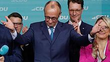 Friedrich Merz feiert das Wahlergebnis im Konrad-Adenauer-Haus, der CDU-Parteizentrale.