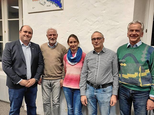 Ehrungen bei der Stadtmusik (von links): Henrik Dambach, Ralf Kramer, Doris Baumann, Wolfgang Kuttruff und Hubert Müller.
