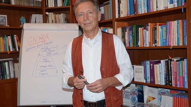 Arbeitet als Business-Coach, Vertriebsexperte und Bestseller-Autor: Roland Löscher aus Markdorf, hier in seinem privaten Arbeitszimmer.