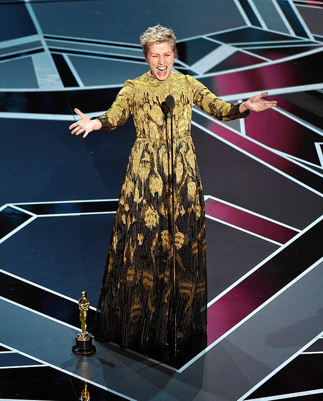 Frances McDormand bei der Oscarverleihung 2018. Sie gewann den Academy Award als beste Hauptdarstellerin für den Film „Three ...