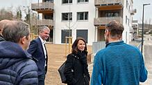 Wohnen ist die soziale Frage des 21. Jahrhunderts: Die SPD-Abgeordneten Rita Schwarzelühr-Sutter und Jonas Hoffmann während des ...