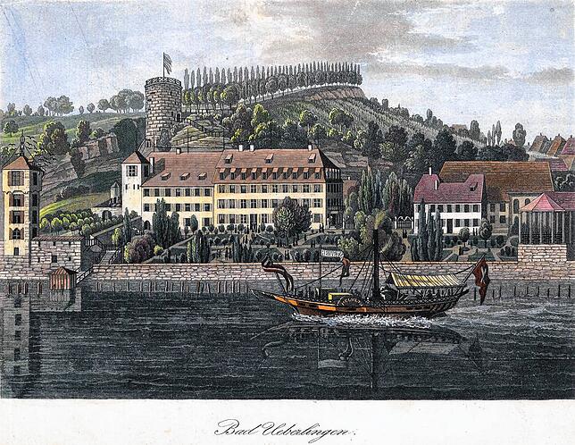 Das Überlinger Bad-Hotel, hier in einer Ansicht aus dem 19. Jahrhundert, war Schauplatz einer Wiederannäherung zweier zerstrittener Brüder.