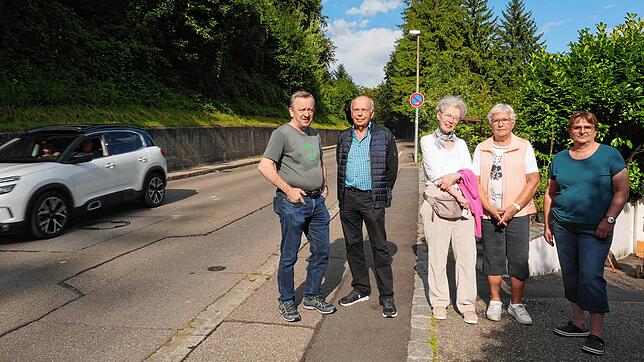Anwohner der Gurtweiler Straße in Waldshut sehen zu Tempo 30 keine Alternative mehr, von links Klaus-Dieter Frank, Klaus Büttner, ...