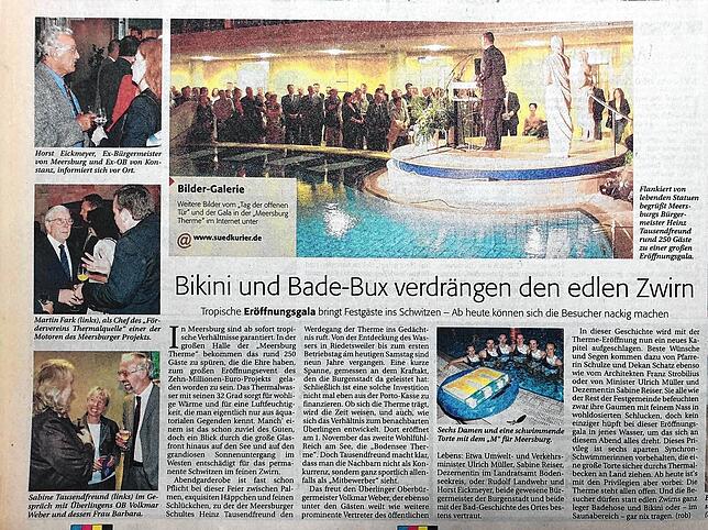 Eindrücke von der Eröffnungsgala am 25. September 2003. Angeblich genehmigte sich niemand der 250 Gäste an dem Abend verfrüht ein Bad.