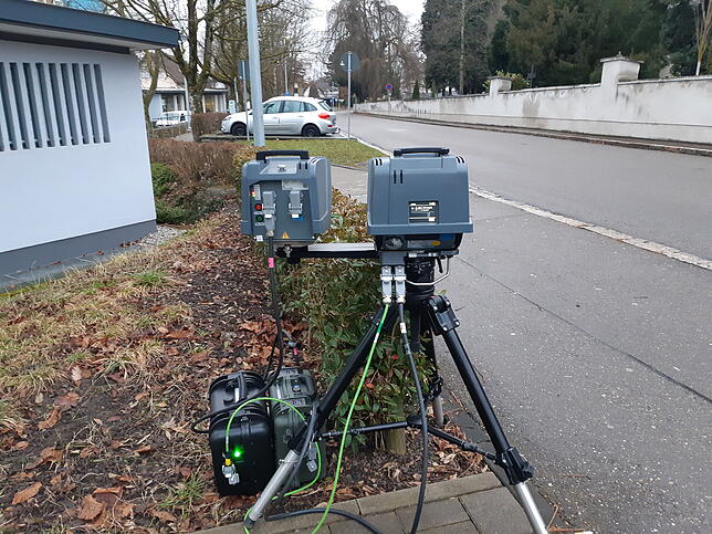 Ein mobiler Blitzer im Stadtgebiet von Waldshut-Tiengen.