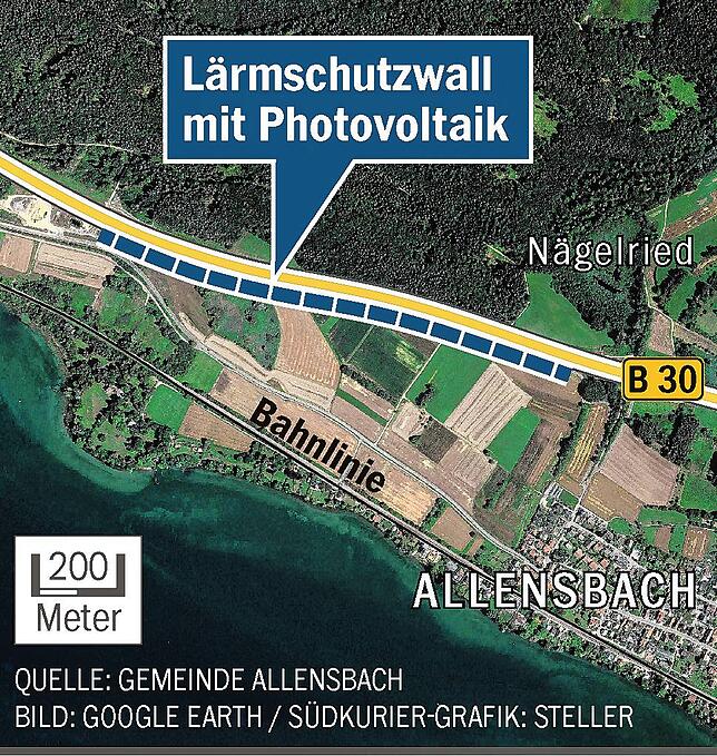 Bild 1: Lärmschutzwall soll Ökostrom liefern: Neues Großprojekt soll an der B33 entstehen