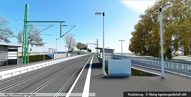 Ohne Barriere: Die Bahnsteige werden von 38 Zentimeter auf 55 Zentimetern erhöht. So kann ohne Stufe ein- und ausgestiegen werden. Der ...