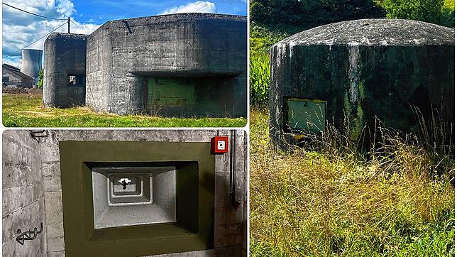 Drei Bunker in der Schweiz nahe der Grenze zu Deutschland: der Infanteriebunker Fullfeld-West (oben), der Schindlerbunker Strahler ...