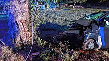 Bei einem Unfall auf der Bundesstraße 314 prallte zwischen Beuren am Ried und Binningen ein Auto auf einen Baum.