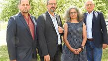 Die Bundestagskandidat der AfD, Martina Böswald (Dritte von links), mit den SÜDKURIER-Redakteuren Justus Obermeyer, Andreas Gerber und ...