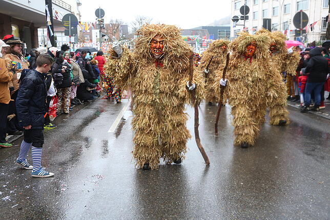 Der Hoorige Bär gehört in Singen zu den Traditionsfiguren der Poppelezunft. Jedes Jahr werden die Häser aus Erbsenstroh neu aufgenäht.