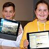 Leon und Luisa besuchen eine siebte Klasse der Alemannenschule in Wutöschingen und lernen gerne mit ihren Tablets.