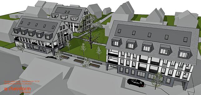 Nach der aktuellen Planung sehen so die Häuser an der Radolfzeller Straße schräg gegenüber des Sparkassenneubaus aus.