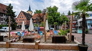 Der Stadtstrand in Schwenningen ist bereit für die Besucher.