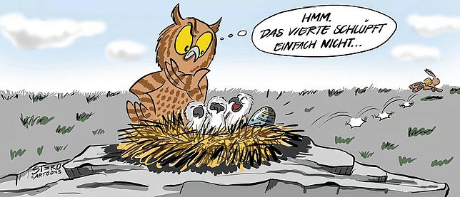 Zur Hauptperson machte SÜDKURIER-Karikaturist Stefan Roth den Uhu, der in jeder seiner Überlinger Zeichnungen irgendwo auftaucht, im ...