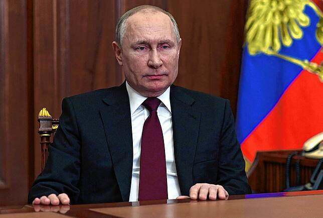 Wladimir Putin, Präsident von Russland, spricht während einer Fernsehansprache.