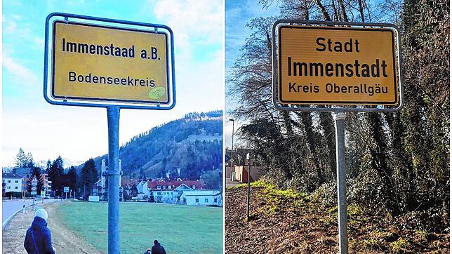 Verwirrung am Ortseingang: Die Schilder von Immenstaad und Immenstadt wurden getauscht. Die Orte liegen gut 85 Kilometer voneinander ...
