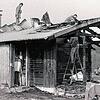 1998: Das Niederwihler Sportheim nach dem Brand. Die Polizei ging von einem Brandanschlag aus. Der Sachschaden betrug rund 80.000 ...