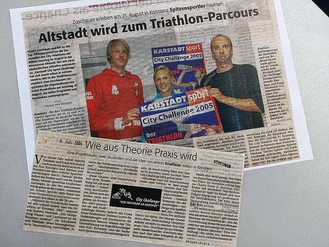 Während ihrer Studienzeit veranstalteten Tommy Spörrer und Frank Schuhwerk einen Triathlon durch die Altstadt. Darüber berichtete ...