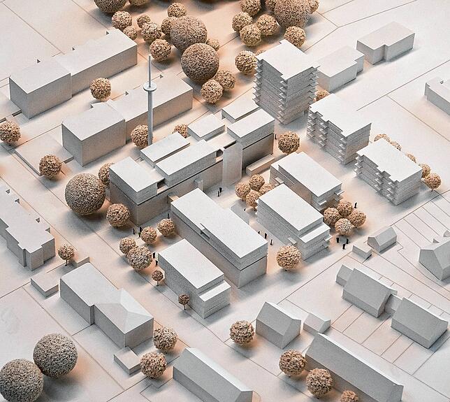Mit diesem Entwurf wurde das Studio Hering aus Friedrichshafen Sieger im Architektenwettbewerb für die Überplanung des Telekom-Areals an ...