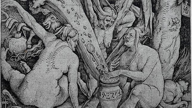 Hexensabbat – mit dem Werk von Hans Baldung Grien (1484 bis 1545), hier ein Ausschnitt, illustrierte Johannes Dillinger seinen Vortrag ...