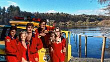 Baywatch Buchenseebad (von links) Mario Wössner, Martina Mierisch, Alexandra Wolf, Anna-Maria Schneider und Laura Marinovic.