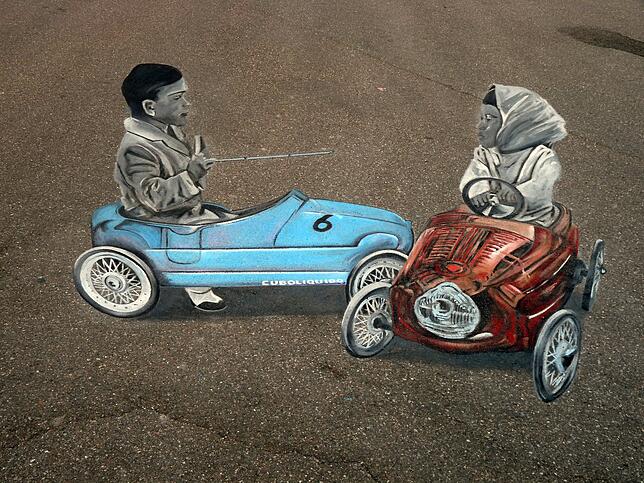 Toni Cuboliquido ist einer der bekanntesten 3-D-Maler. Diese Motiv brachter er 2013 auf den Blumberger Asphalt. Bild: Veranstalter
