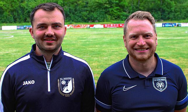 Trainer-Duo Sylvio Kech (links) und Fabian Spitz (SG Stühlingen/Weizen): „Wir wollen uns im vorderen Mittelfeld etablieren und wenn ...