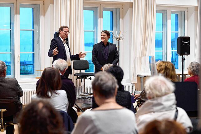 Wie geht es weiter bei der Bodensee Philharmonie? Interims-Intendant Hans-Georg Hofmann (links) und Noch-Chefdirigent Gabriel Venzago ...