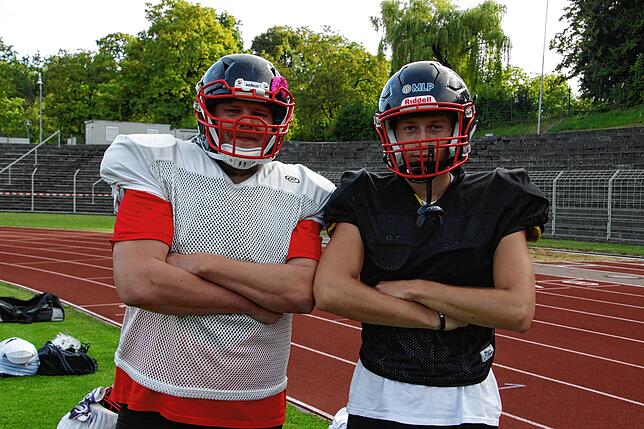 Benjamin Welte (links) und Toni Zöller, Ex-Quarterback, der Konstanz Pirates