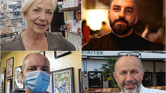 Sie sind von den neuen Maßnahmen betroffen (im Uhrzeigersinn von oben links): Elke Sehr (Kosmetikatelier Hautnah), Martin Mure (Bars ...