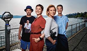 Regisseur Christoph Ischinger, Maria Wördemann (Rolle: Chiara Locatelli), Franziska Weisz (Rolle: Doro Beitinger) und Produzentin ...