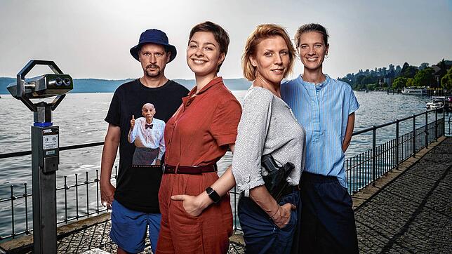 Regisseur Christoph Ischinger, Maria Wördemann (Rolle: Chiara Locatelli), Franziska Weisz (Rolle: Doro Beitinger) und Produzentin ...